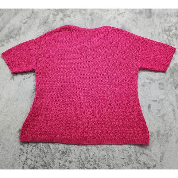 Coldwater Creek Sweater Womens 1X/18 Pink Scoop Neck Short Sleeve Summer Acrylic - Picture 2 of 8